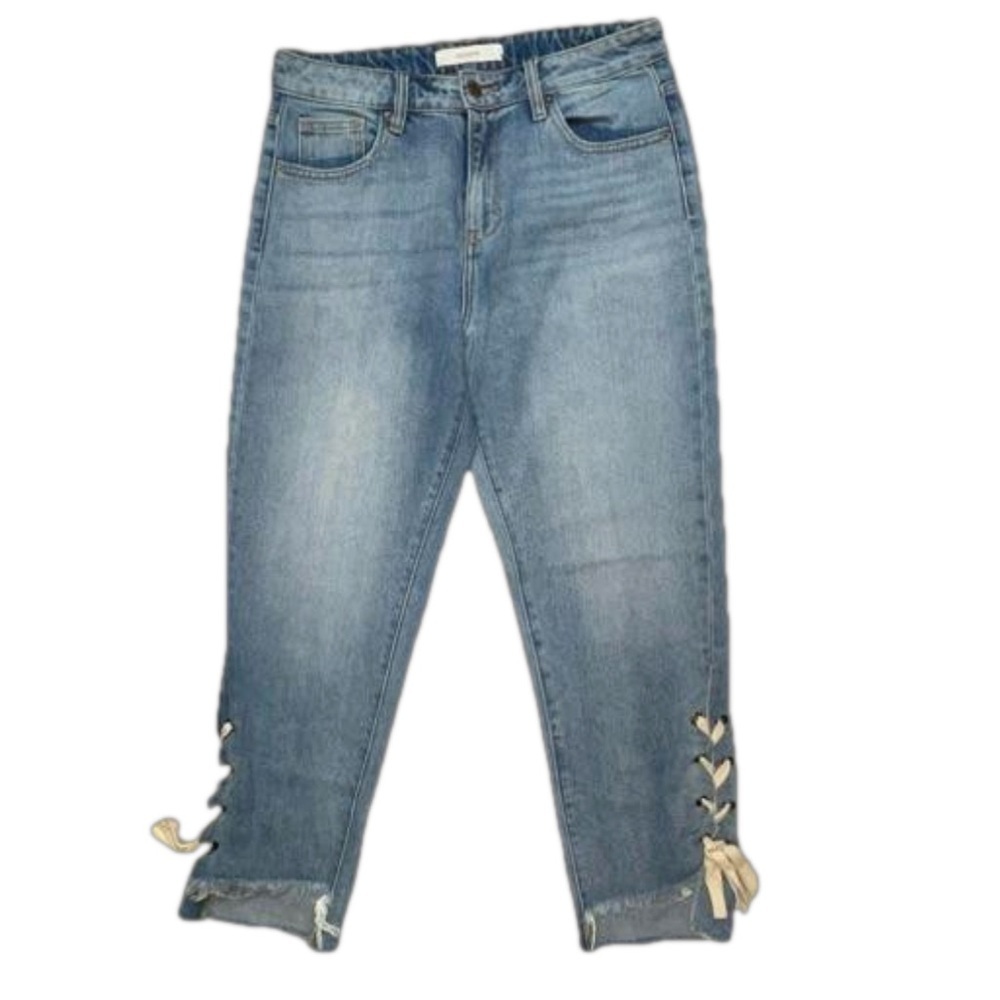 HIDDEN JEANS Tracey High Rise Straight Crop Frayed Raw Hem Jeans HD-253 29